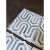Hexagonal patterned Thassos White Berlinetta Mosaic Marble tiles with Ming-Green accents