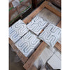 Thassos White Berlinetta Design mosaic marble tiles with white gray geometric interlocking pattern polished honed