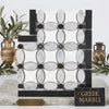 Black and white greek marble mosaic tile panel with oval pieces in geometric pattern for thassos white florida flower border corner