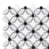 Interlocking oval and circular mosaic tile pattern in Thassos White Florida Flower Mosaic