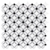 Black and white mosaic tile pattern in Thassos White Florida Flower Marble design