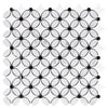 Interlocking white and black mosaic tile in Thassos White Florida Flower design
