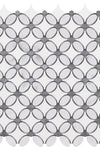 Thassos White Florida Flower Mosaic (Thassos+White Carrara(Oval)+Blue-Gray (Dots)) Marble Polished or Honed