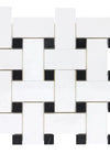 Thassos White Large Basketweave Mosaic (w/ Black) Mosaic Marble Polished or Honed