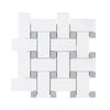 White and gray woven tile pattern from Thassos White Large Basketweave Mosaic