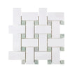 White and gray woven tile pattern in Thassos White Large Basketweave Mosaic