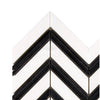 Black and white chevron tile pattern in Thassos White Large Chevron Mosaic Marble