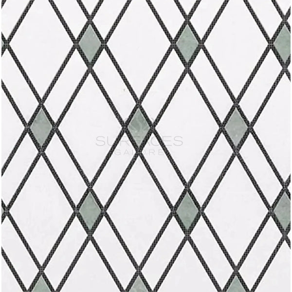 Diamond pattern tile in Thassos White Lattice Mosaic Marble Polished or Honed