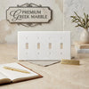 Thassos white marble 4 gang toggle switch wall plate in white Greek marble with polished finish and subtle veining