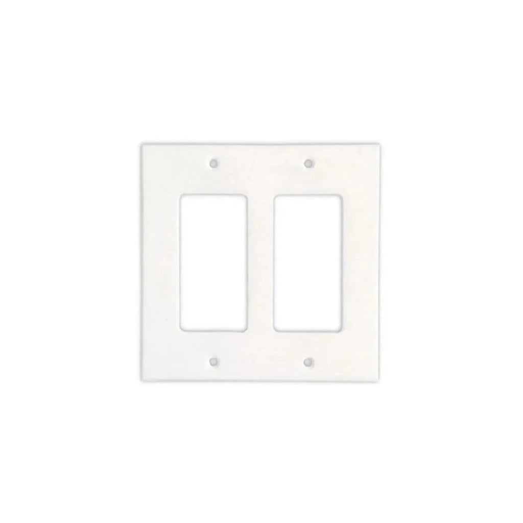 White double rocker light switch plate in Thassos White Marble design for elegant decor