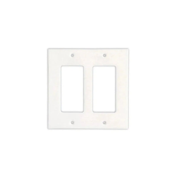 White double rocker light switch plate in Thassos White Marble design for elegant decor