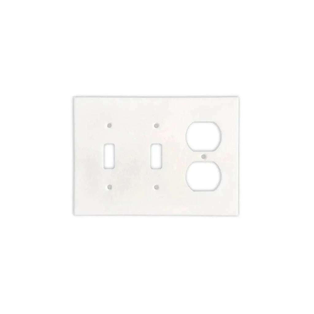 White combination switch and outlet cover Thassos White Marble Double Toggle Duplex Wall Plate