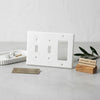 Thassos white marble double toggle rocker switch wall plate cover with sleek minimalist design and durable material