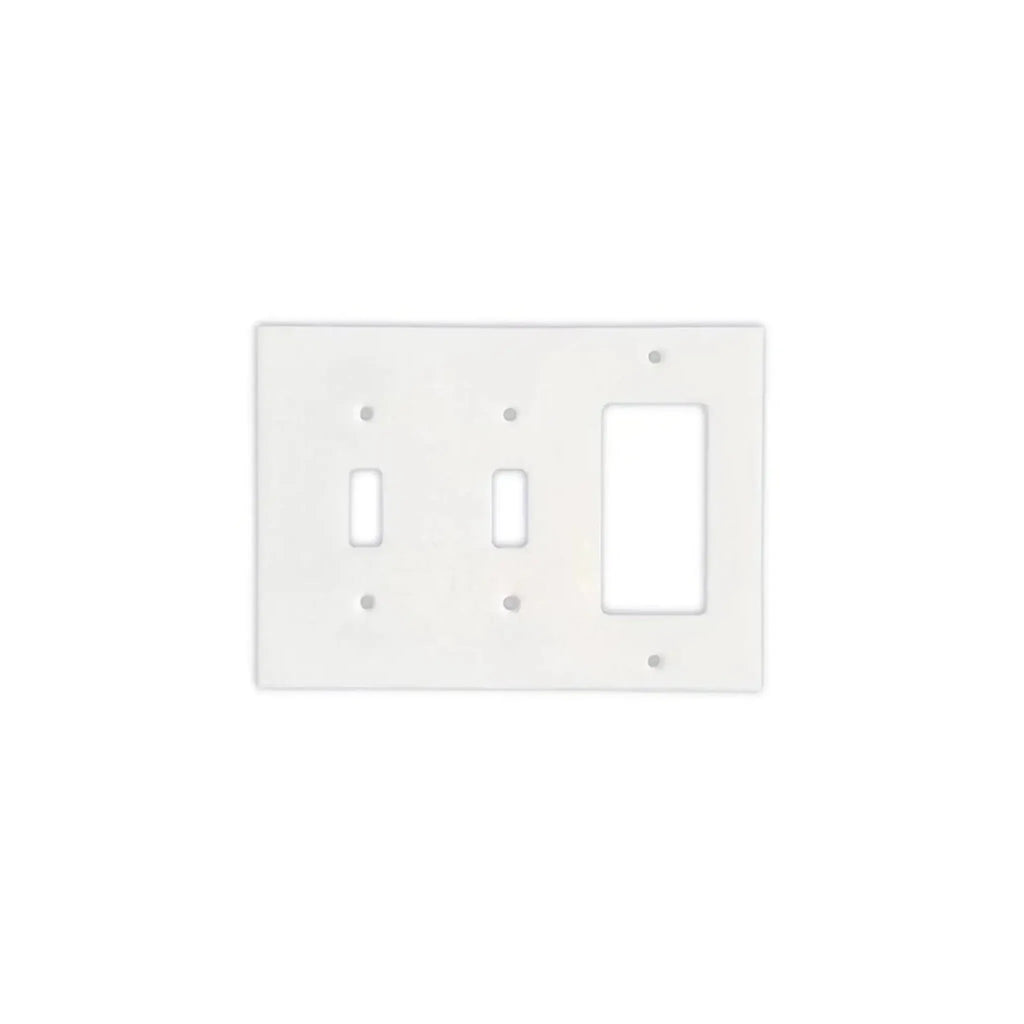 White triple switch plate for Thassos White Marble Double Toggle Rocker Wall Plate