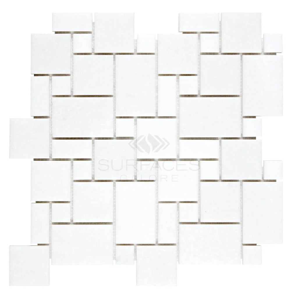Thassos White Mini-Versailles Mosaic Tile– SurfacesGalore