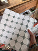 Thassos White Octagon Mosaic Marble Tile with Gray Accents