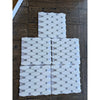 Thassos white octave long octagon mosaic marble panels with blue gray grout in polished or honed finish