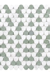 Thassos White Penny-Round (Carrara + Thassos + Ming Green) Mosaic Marble Polished or Honed
