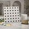 Thassos white pinwheel mosaic marble panel with black woven pattern polished or honed finish