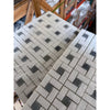 Thassos white pinwheel mosaic marble tile panels with white and dark gray woven pattern polished or honed finish