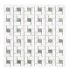 White and green Thassos White Pinwheel Mosaic tile pattern for elegant decor