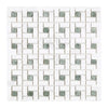 Thassos White Pinwheel Mosaic with Ming Green accents in polished marble finish