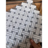 Thassos white stanza white and gray mosaic marble tile with polished basketweave pattern