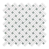 Woven white and gray tile pattern of Thassos White Stanza Mosaic Marble Polished or Honed