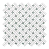Woven white and gray tile pattern of Thassos White Stanza Mosaic Marble Polished or Honed
