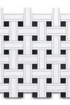 Thassos White Triple-Weave (w/ Black) Mosaic Marble Polished or Honed