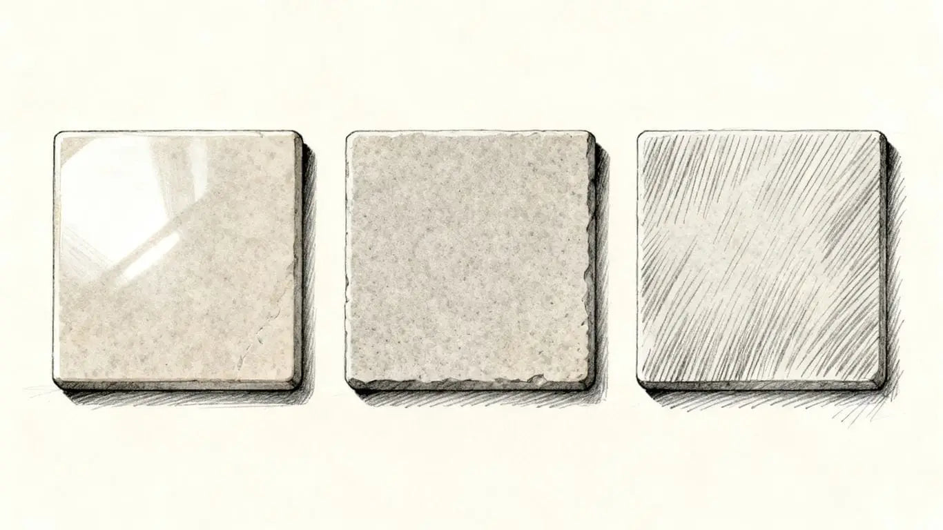Samples of different marble finishes