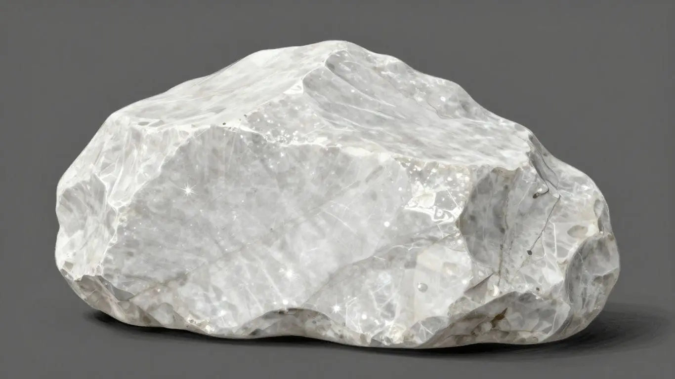 Sparkling Thassos marble with crystalline light reflections.