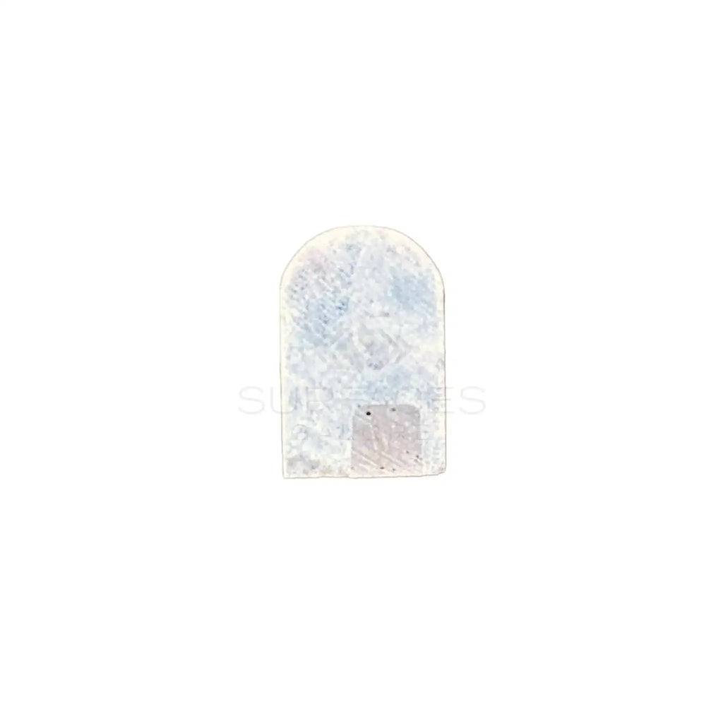 Iridescent moonstone crystal tower set against Tundra Gray Marble Pencil Liner
