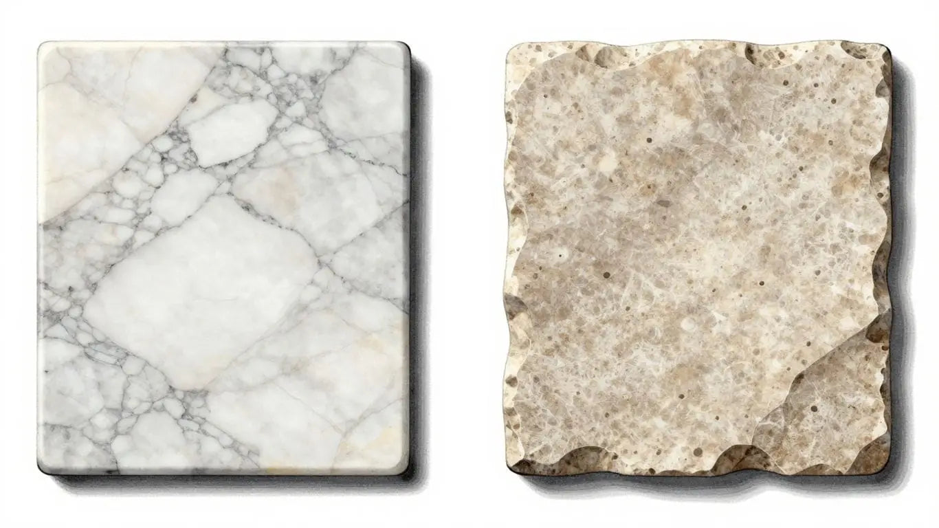 Marble and limestone tile comparison sketch.