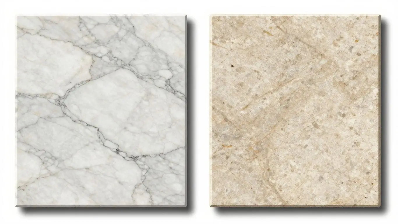 Marble and limestone tiles comparison sketch