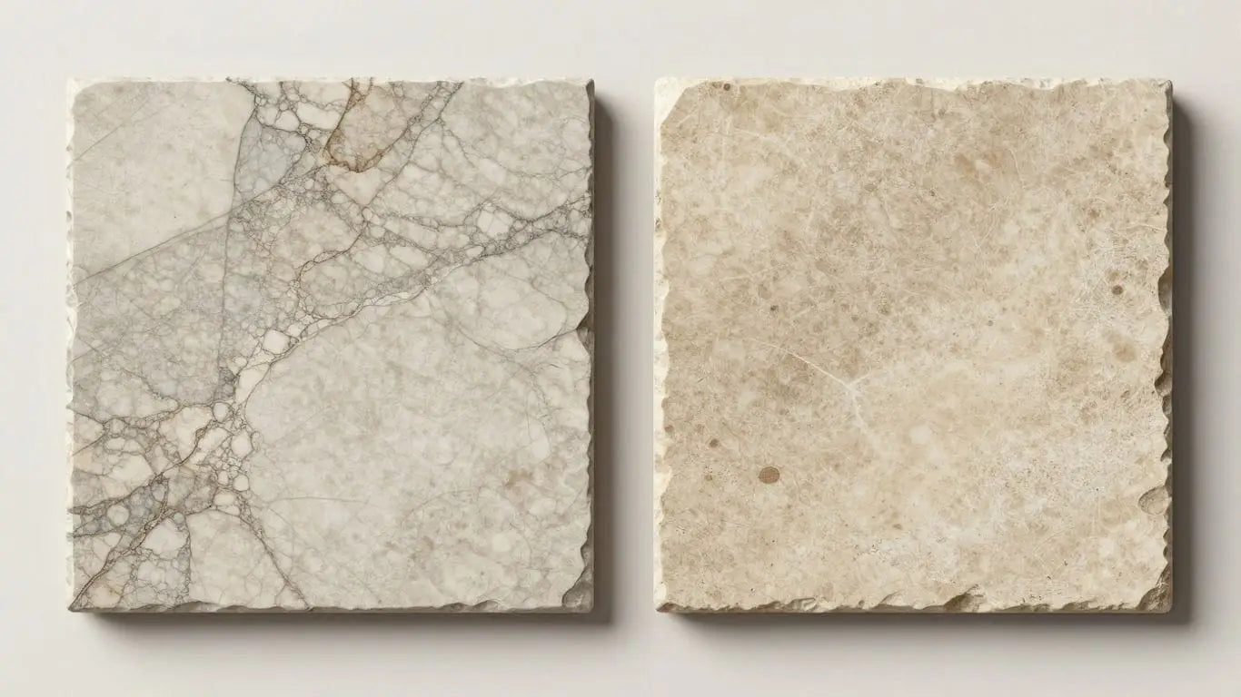 Marble and limestone tiles comparison sketch.