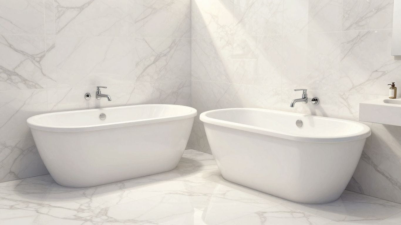 White pearl marble bathroom interior sketch