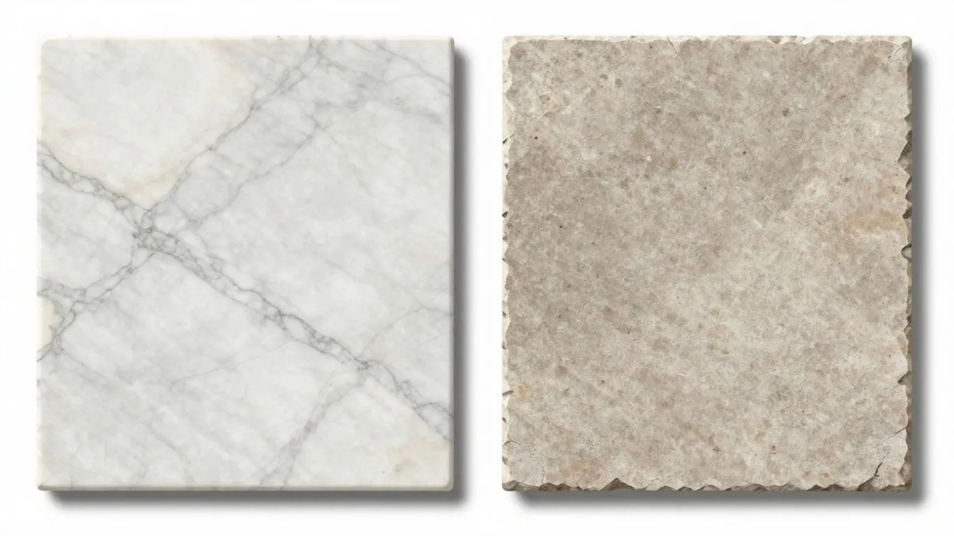 Marble and limestone tiles comparison sketch