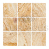 Valencia Travertine 18X18 Filled and Honed showcasing nine square travertine tiles