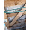 Wooden-framed stone slab from Valencia Travertine 18x18 Filled and Honed tile collection