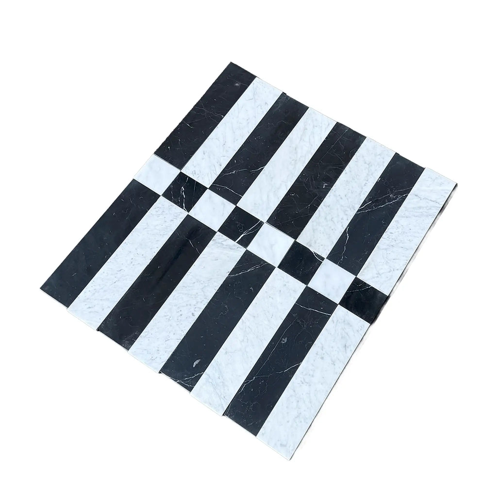 Black and white checkered floor mat from Veneto in Nero Marquina and Carrara White collection