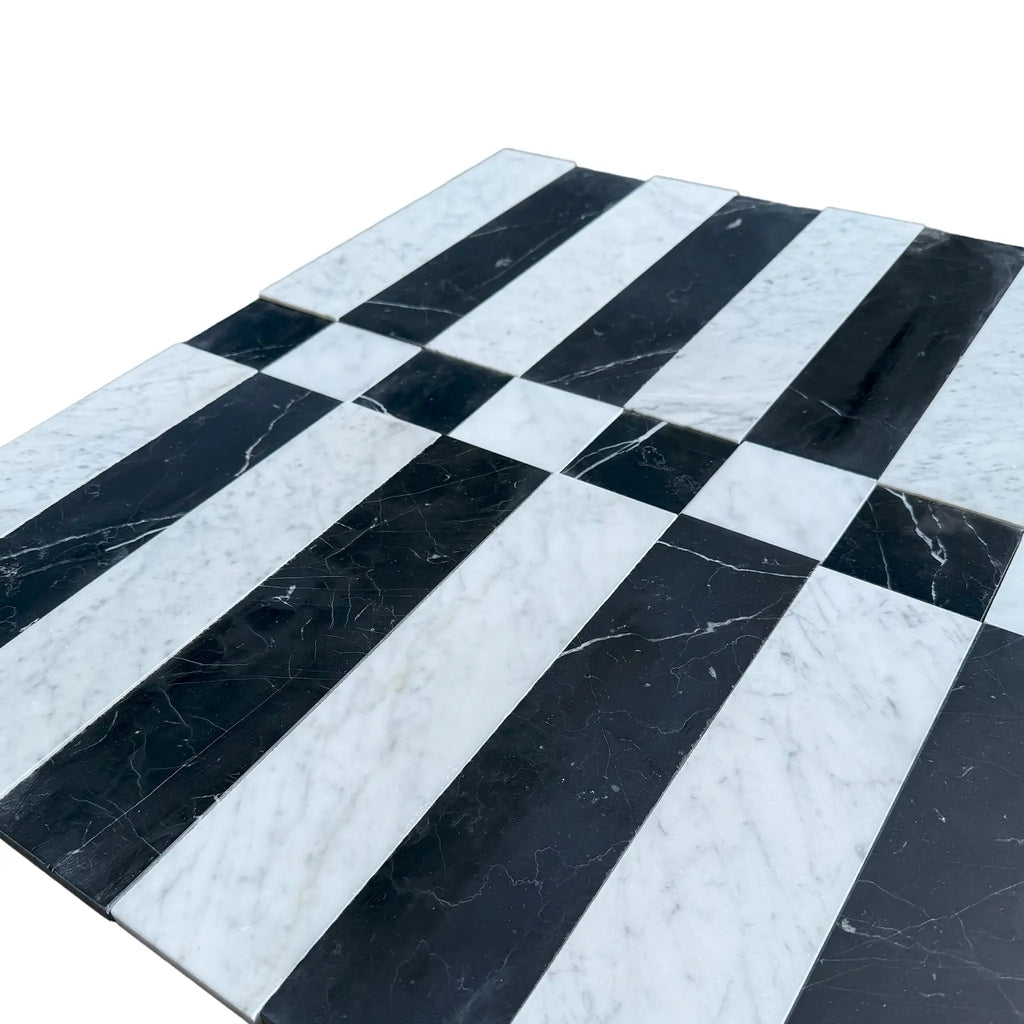 Black and white marble checkered floor design in Veneto in Nero Marquina Carrara White