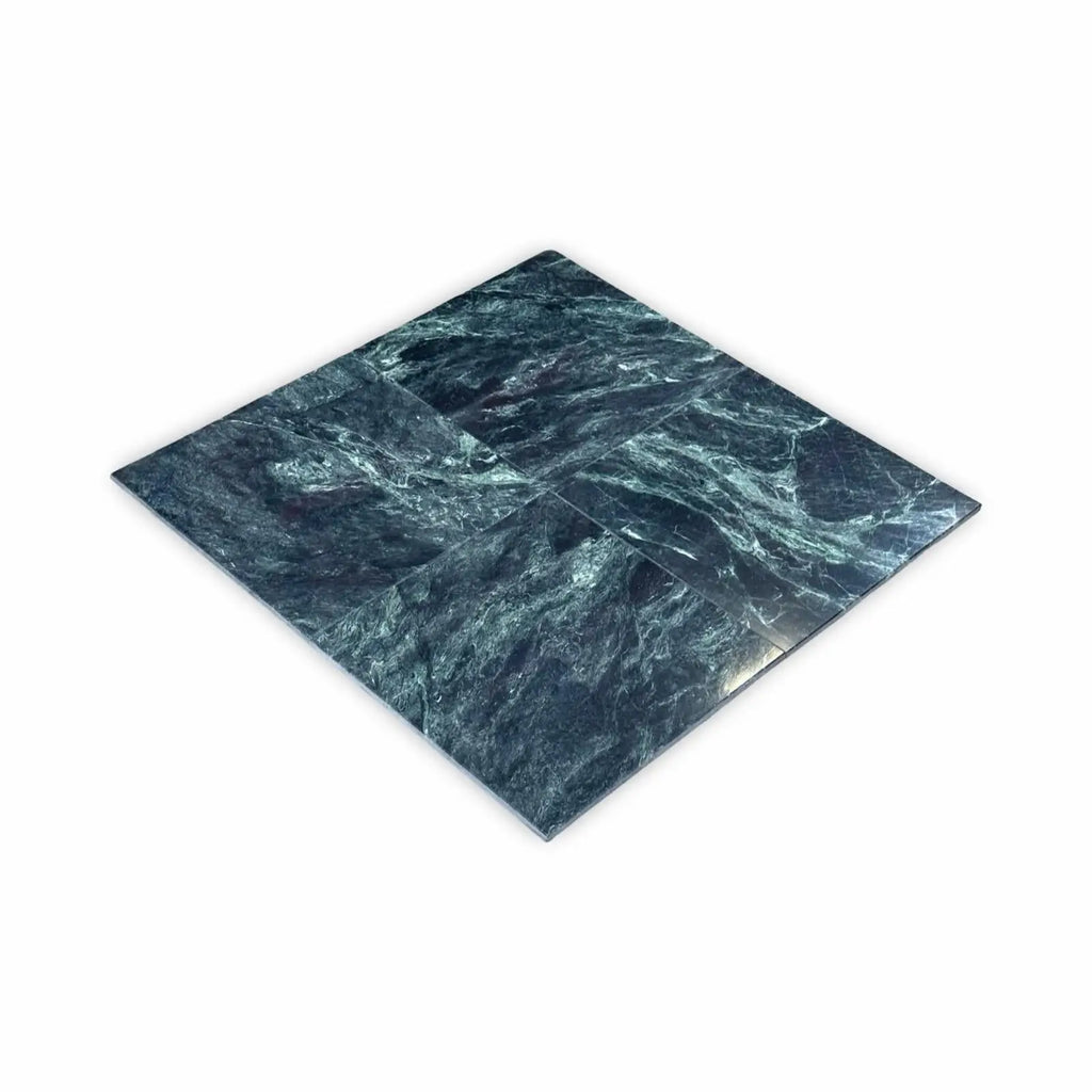 Square green marble tile from Verde Alpi Green Marble 12x12 Polished collection
