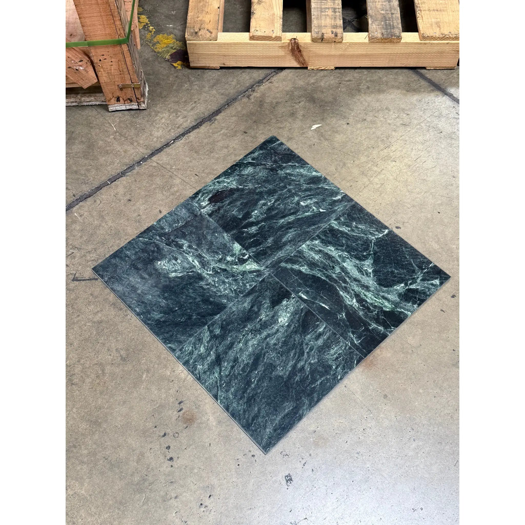Square green marble tile from Verde Alpi Green Marble 12X12 Polished collection