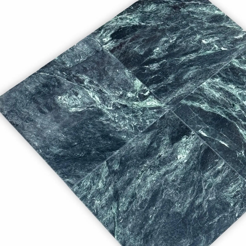Green marble tile arrangement for Verde Alpi Green Marble 12X12 Polished product display