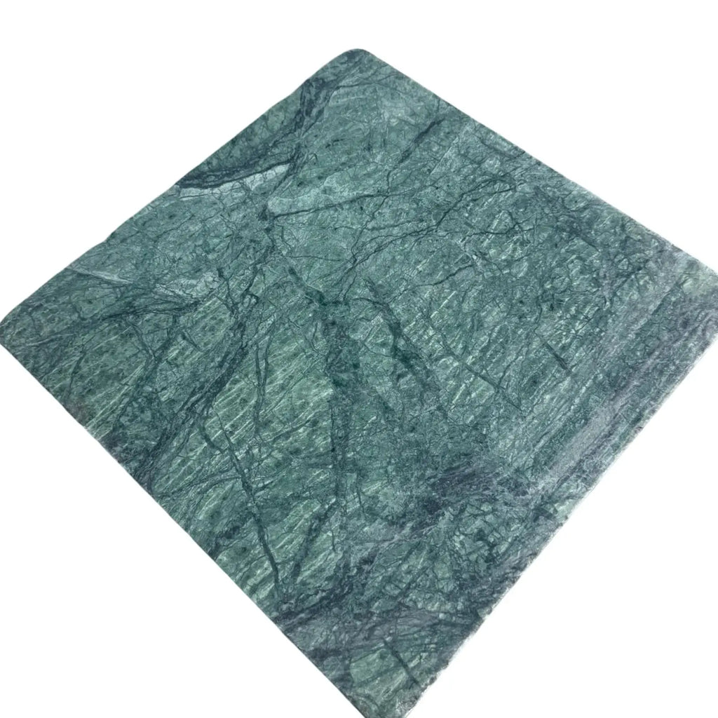 Square green marble tile from Verde Alpi Green Marble Tumbled collection