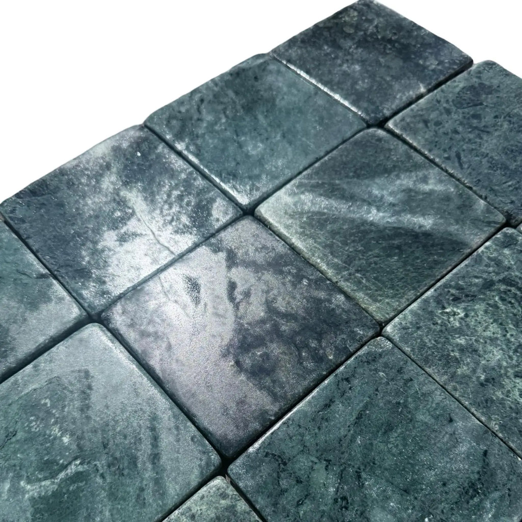 Green marble tile pattern from Verde Alpi Green Marble Tumbled product display