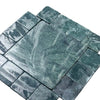 Green marble tile arrangement showcasing Verde Alpi Green Marble Tumbled product