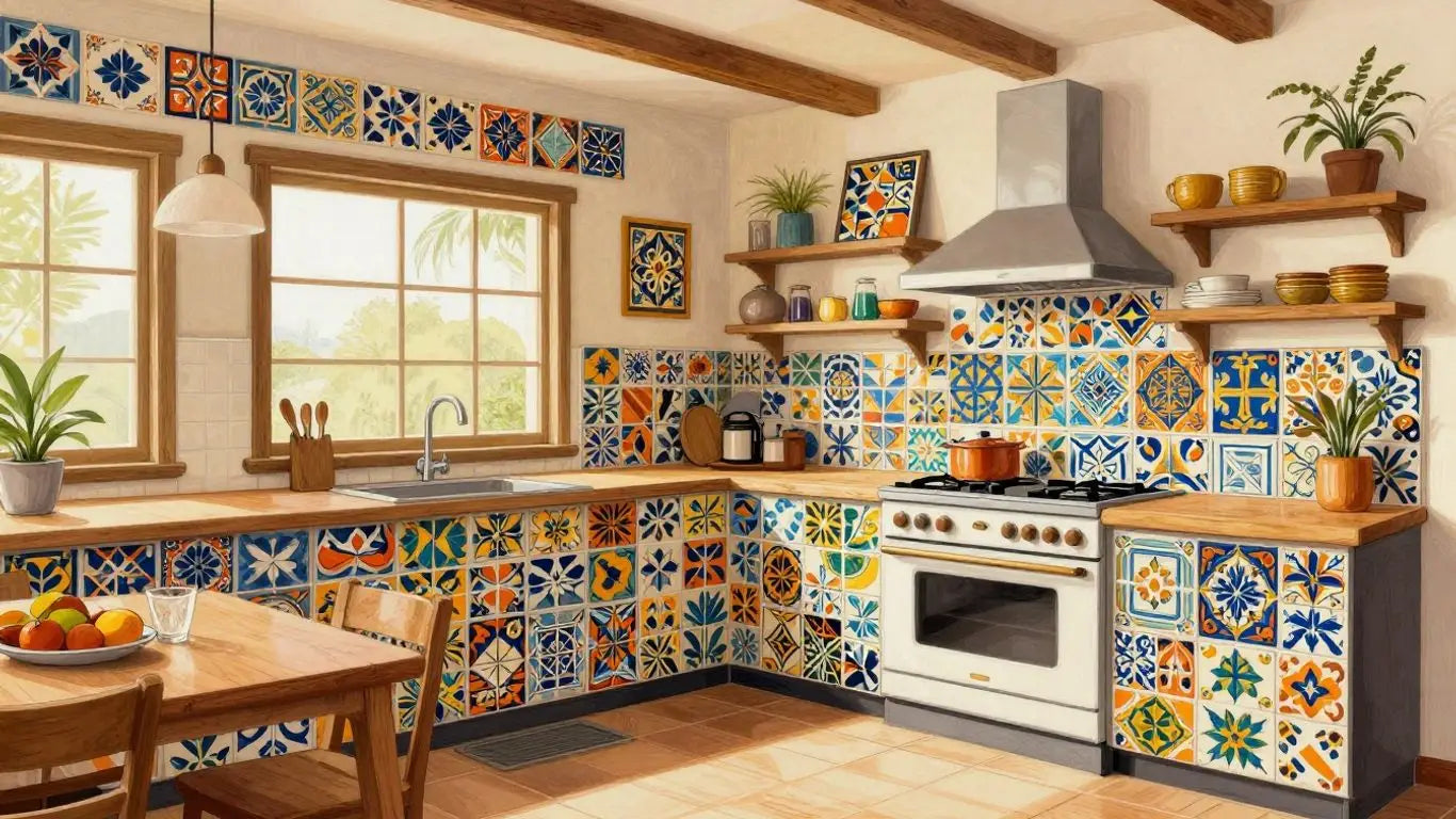 Vibrant Tijuana tiles in a beautifully designed interior space.