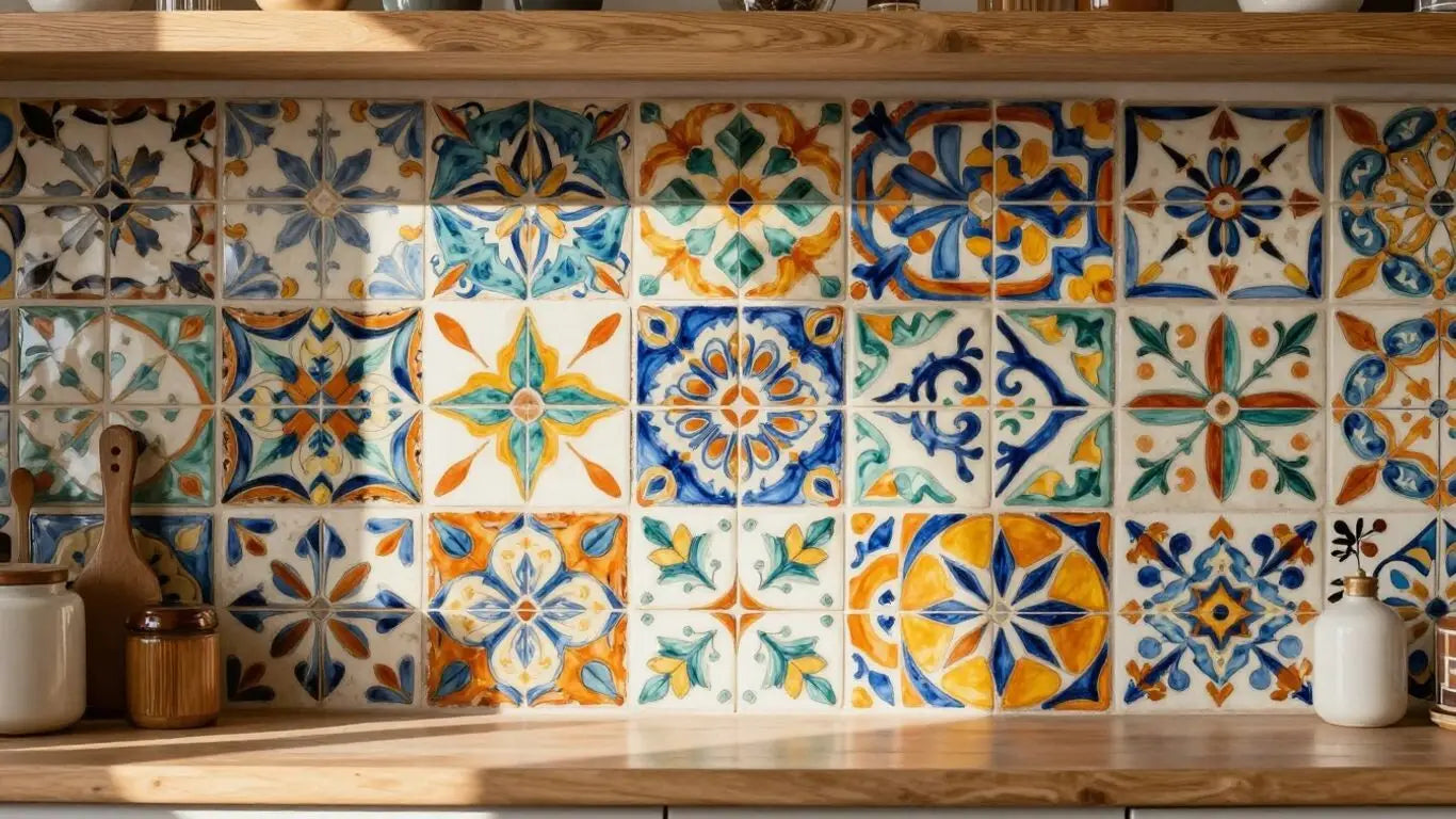Sketch of kitchen with colorful Tijuana tile backsplash